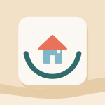 Recursos comunitarios: casa sostenida por una curva en forma de cuenco