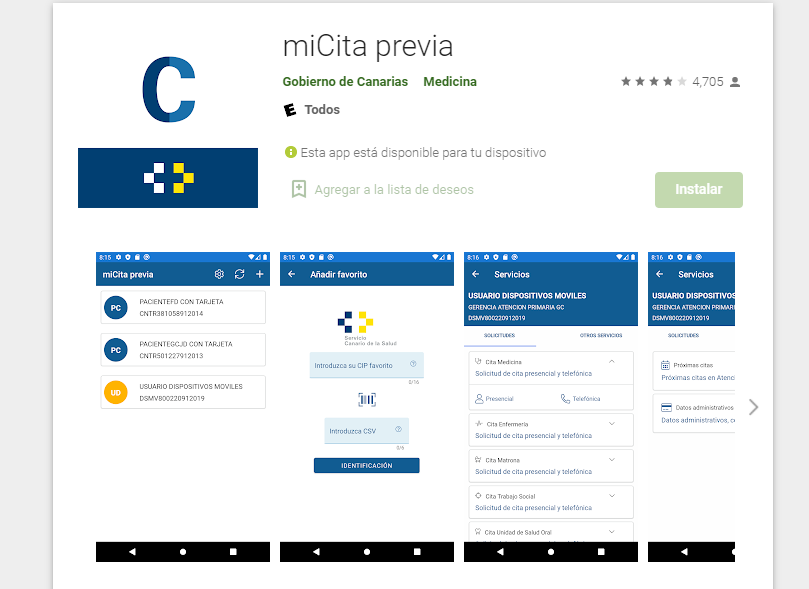 Guía tutorial  de la aplicación del Servicio Canario de Salud