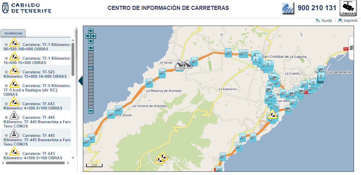 El centro de información de carreteras del Cabildo de Tenerife