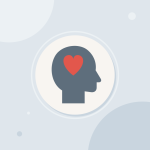 Ilustración del área de Bienestar: cabeza de perfil con un corazón