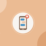 Ilustración de un teléfono móvil con un corazón sobre fondo naranja, categoría Formación digital